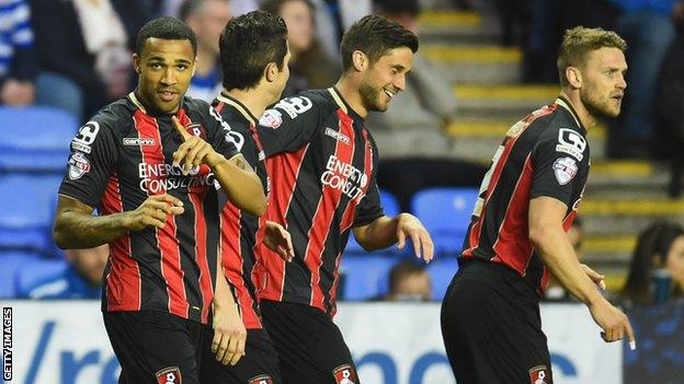 Callum Wilson (left) celebrates scoring