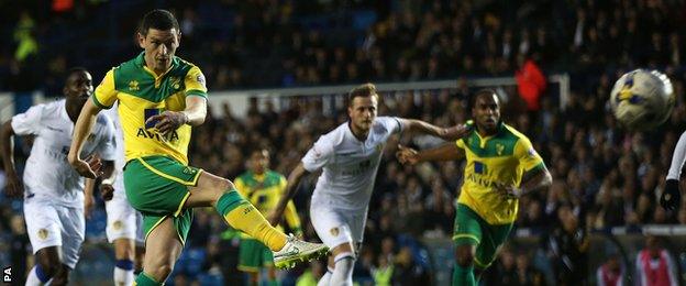 Graham Dorrans fires his penalty against the bar