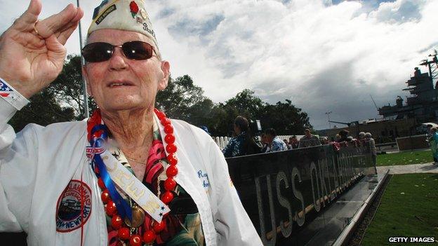 Survivor of USS Oklahoma attack at memorial, 2007