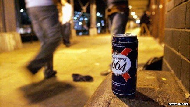 A can of lager on the street