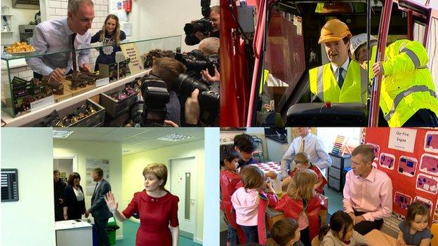 Clockwise from top left: Jim Murphy, George Osborne, Nicola Sturgeon MSP, Willie Rennie MSP