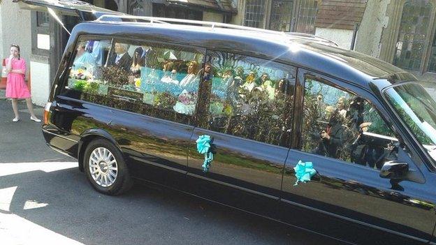 Hayley's coffin arrives at the service