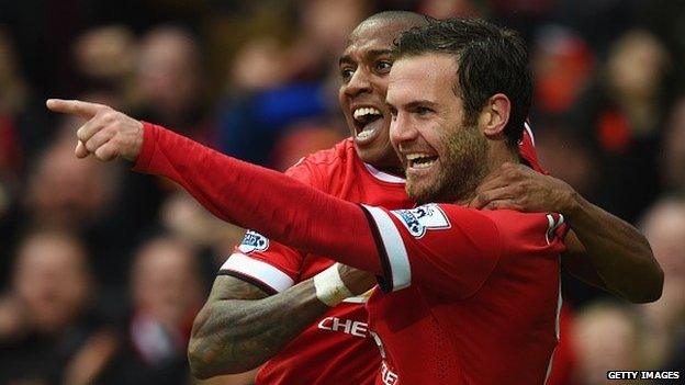 Man Utd players Juan Mata and Ashley Young