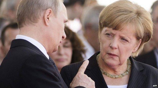 Vladimir Putin and Angela Murkel