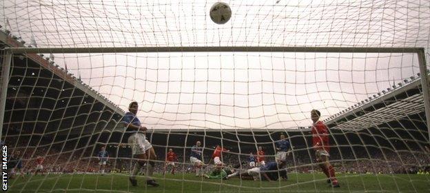 Gianluca Festa scores Middlesbrough's third goal against Chesterfield