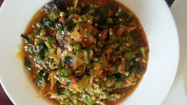 Plate of Okro stew