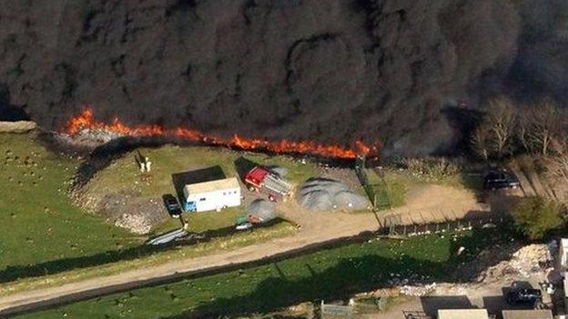 John Bulpin captured this picture of the fire while flying a microlight in the area