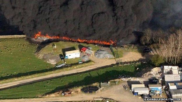 John Bulpin captured this picture of the fire while flying a microlight in the area