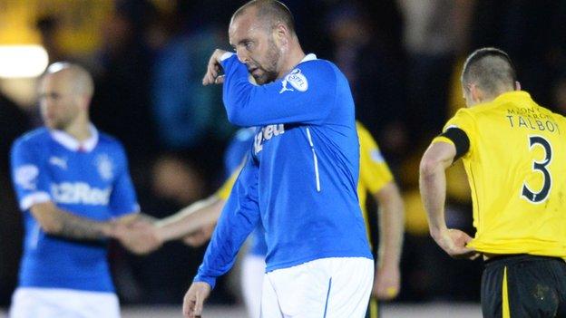 Rangers' Kris Boyd shows his disappointment at the final whistle