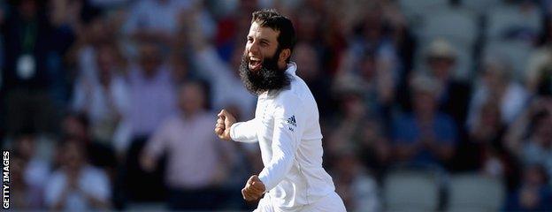 Moeen Ali celebrates a wicket