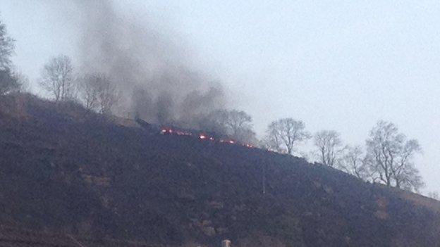 Remains of the Ynyshir fire on Thursday morning