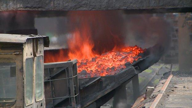 Furnace at coke factory in