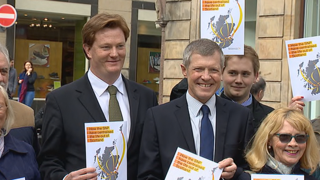 Danny Alexander and Willie Rennie with campaigners