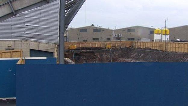 Cracks are visible in the West Stand of Windsor Park