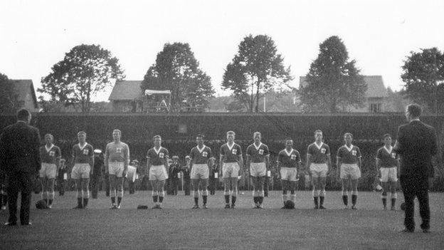 Northern Ireland team in June 1958 in Halmstad