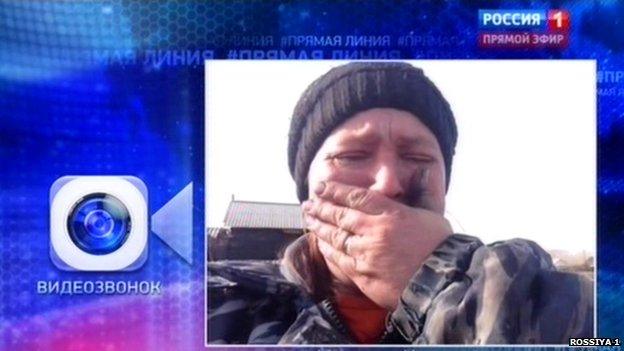 Screengrab from Russian TV showing a woman appearing on the phone-in programme