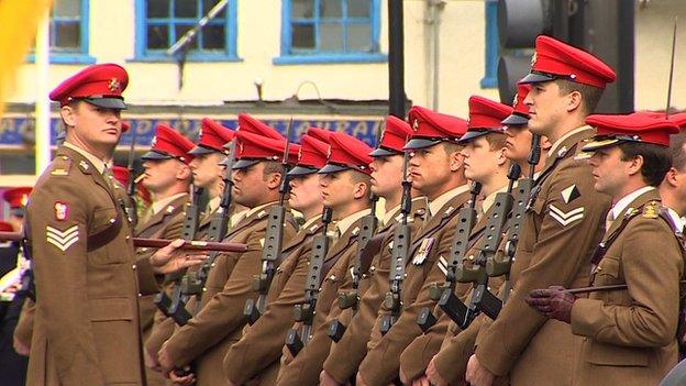 The Light Dragoons hold their bayonets