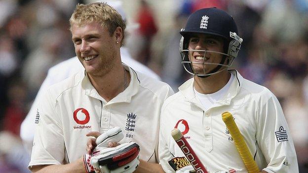 Alastair Cook and Andrew Flintoff