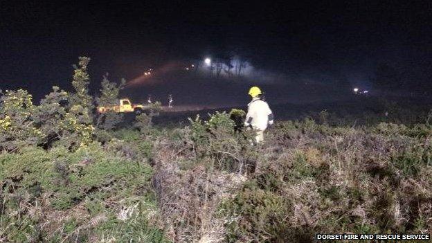 Firefighter on Canford Heath