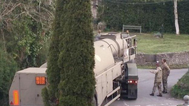 Lorry blocking road