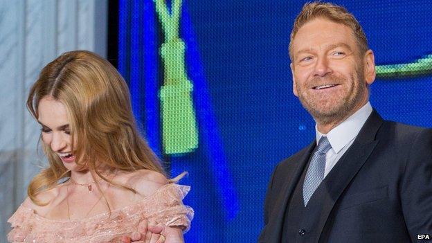 Sir Kenneth Branagh with Lily James