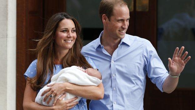 William and Kate leaving the Lindo with baby George