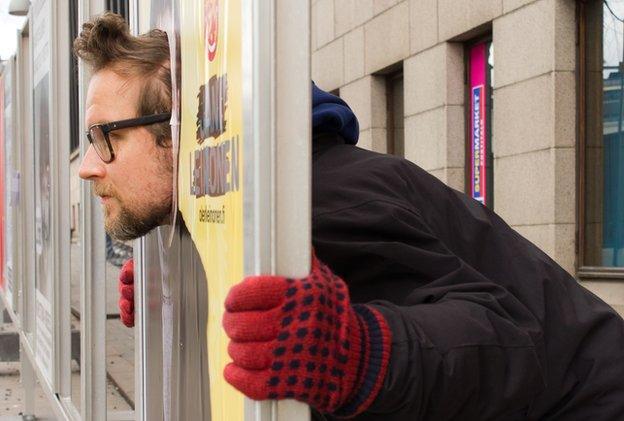 Jani Leinonen with his election poster