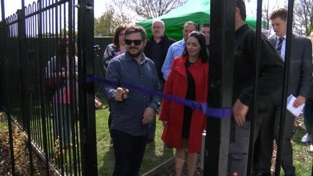 Ribbon cut for Jayden's garden