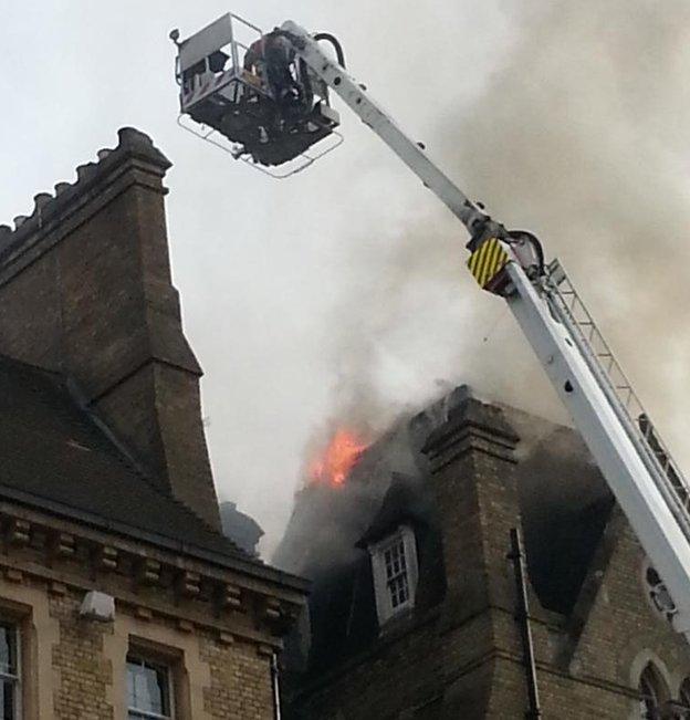 Flames at Randolph Hotel