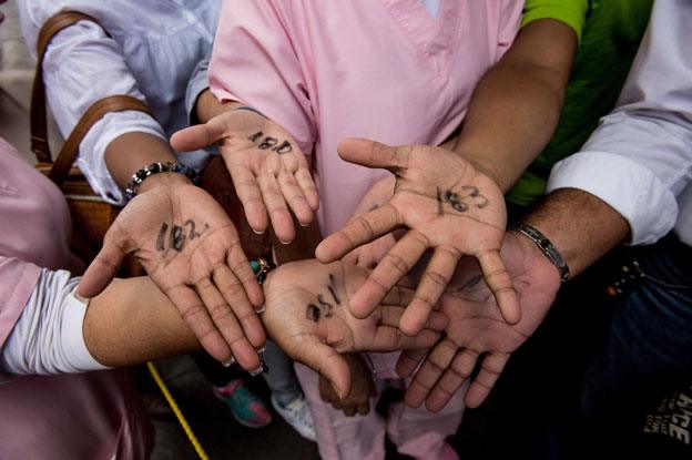 Sometimes your place in the queue is marked on your hand