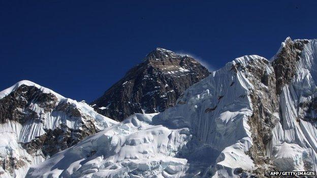 Mount Everest is seen from the Kalapattar Plateau - December 4, 2009