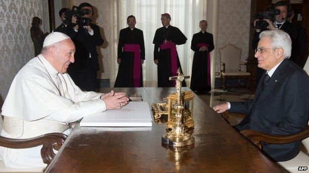 Pope Francis and President Sergio Mattarella, 18 April