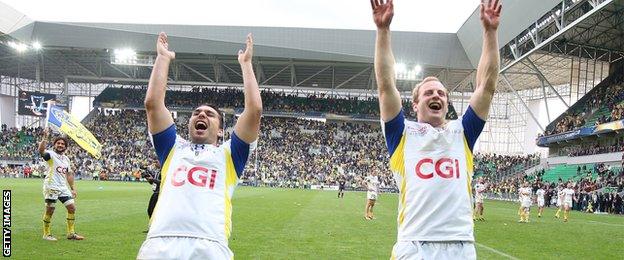 Clermont's Ludovic Radosavljevic and Nick Abendanon