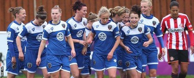 Bristol Academy celebrate goal against Sunderland