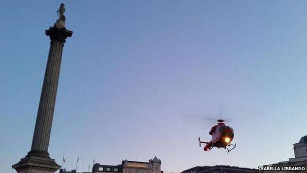 The air ambulance at Trafalgar Square