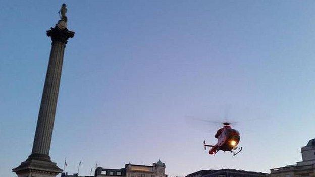 The air ambulance at Trafalgar Square