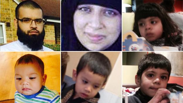 Clockwise: Asif Malik, 31, Sara Kiran, 29, their daughter Zoha, seven, and three sons Essa, four, Zakariya, two, and Yhaya, one