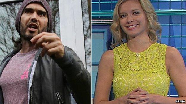 Russell Brand and Rachel Riley