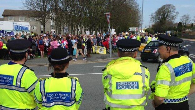 Protesters march over changes to services at Withybush Hospital