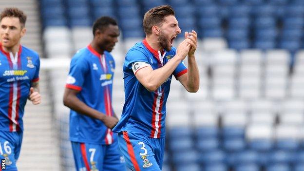 Graeme Shinnie celebrates as Inverness defeat Celtic