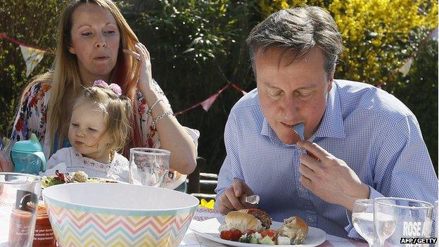 David Cameron with Lilli Docherty and daughter Dakotaa