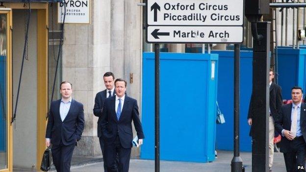 David Cameron arriving for an interview in London