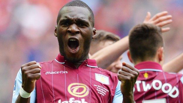 Christian Benteke of Aston Villa celebrating