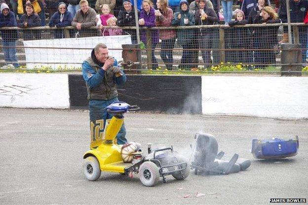 Mobility scooter race at Buxton Raceway, May 2014