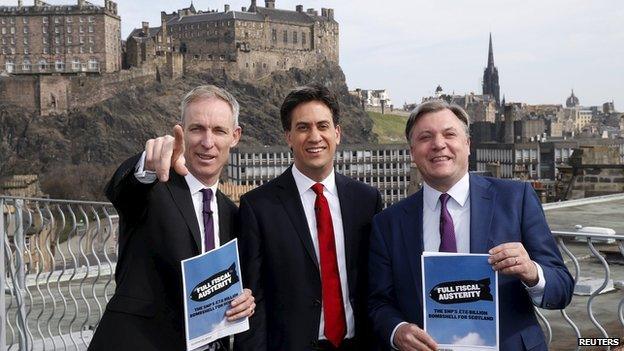 Jim Murphy, Ed Miliband, Ed Balls in Edinburgh