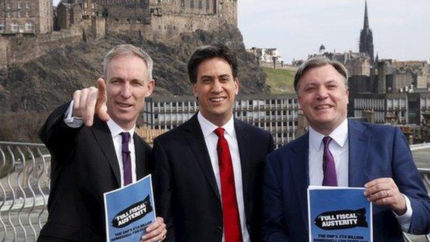 Jim Murphy, Ed Miliband, Ed Balls in Edinburgh