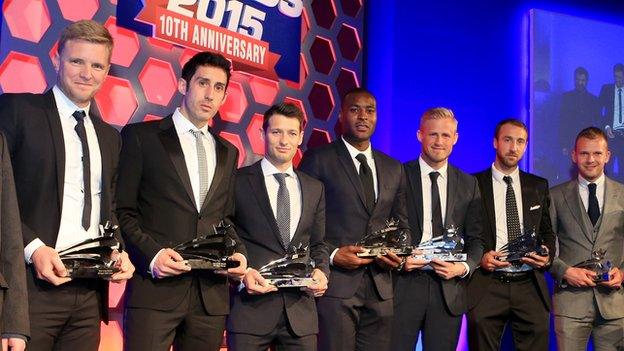 Bournemouth boss Eddie Howe (left) with members of the Football League's team of the decade