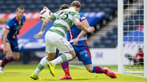 Leigh Griffiths' header appeared to hit the arm of Inverness defender Josh Meekings