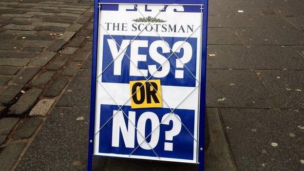 An advertising hoarding ahead of the Scottish independence referendum