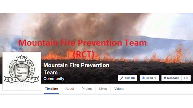 Facebook group Mountain Fire Prevention Team (RCT)